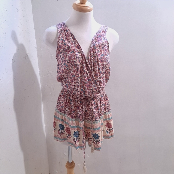 American Eagle | Colorful floral boho romper with tassels *missing clasp* - Picture 1 of 9